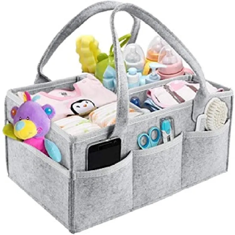 Foldable Baby Diaper Caddy Organizer - Portable Storage Basket - Essential Bag for Nursery, Changing Table and Car
