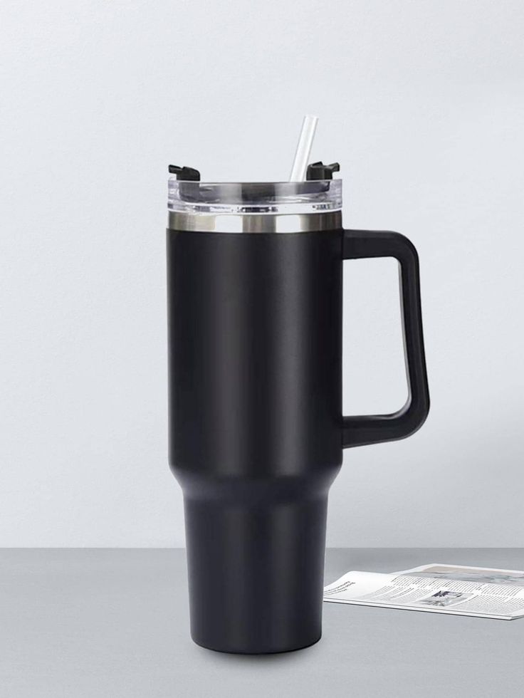 Insulated Stainless Steel Tumbler with Handle and Straw - 40oz